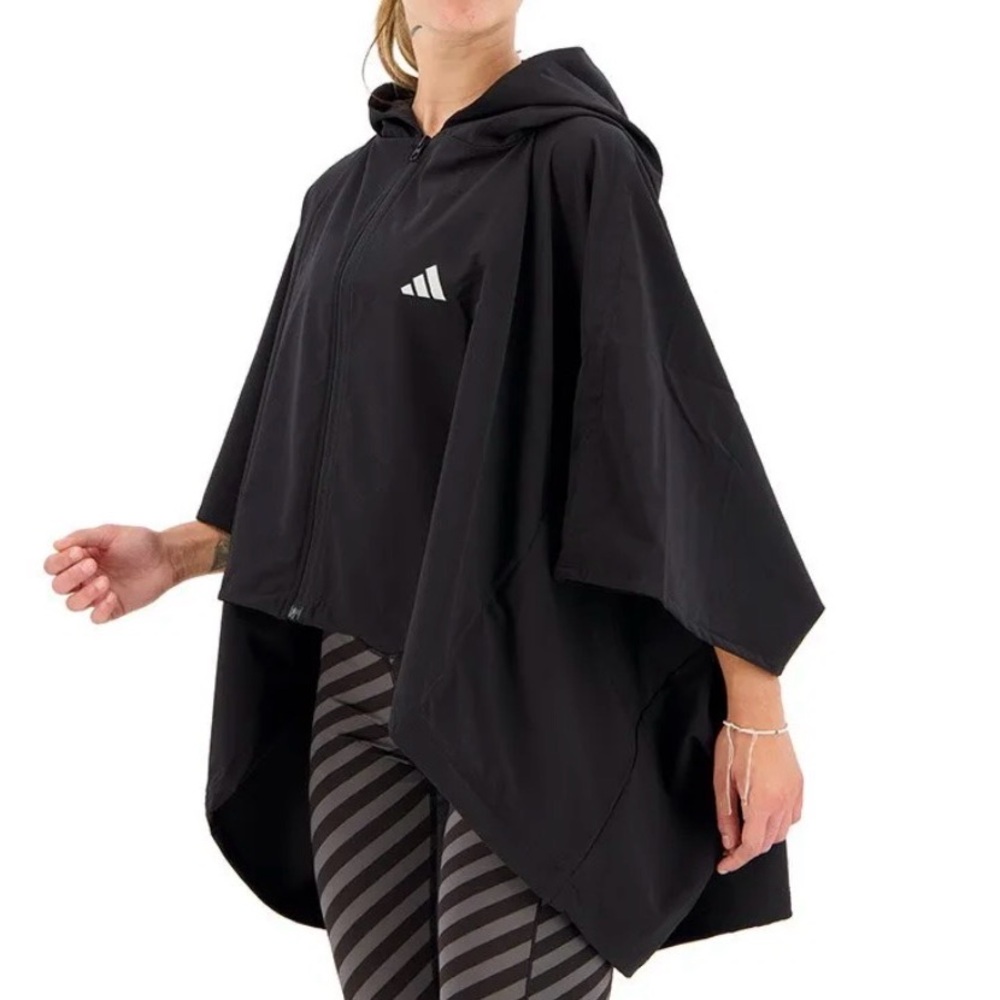 adidas Black T Premium Tennis Wind Hooded Jacket Cape